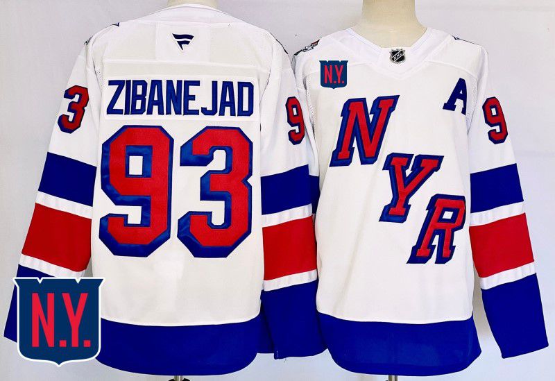 Men New York Rangers 93 Zibanejad White Fanatics 2025 NHL Jersey style 1